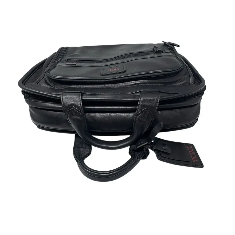 Tumi Alpha Organizer Black Leather Portfolio Briefcase Carry-On NWOT Monogrammed
